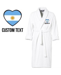 Argentina Flag Heart Shape Embroidery Logo with Custom Text Embroidered Bathrobes